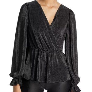 Chenault Metallic Crossover Peplum Blouse (NWT)